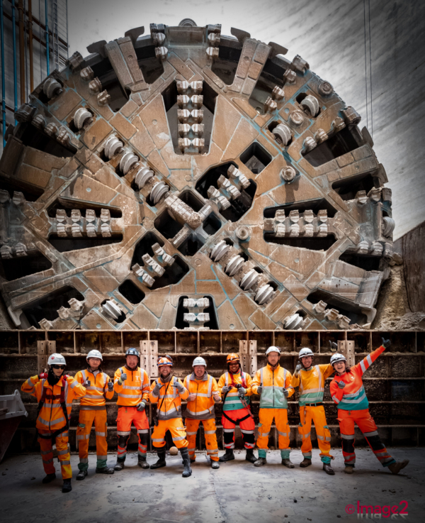 Thames Tideway Tunnel Engineers celebrating the finish of the TBM at Abbey Mills